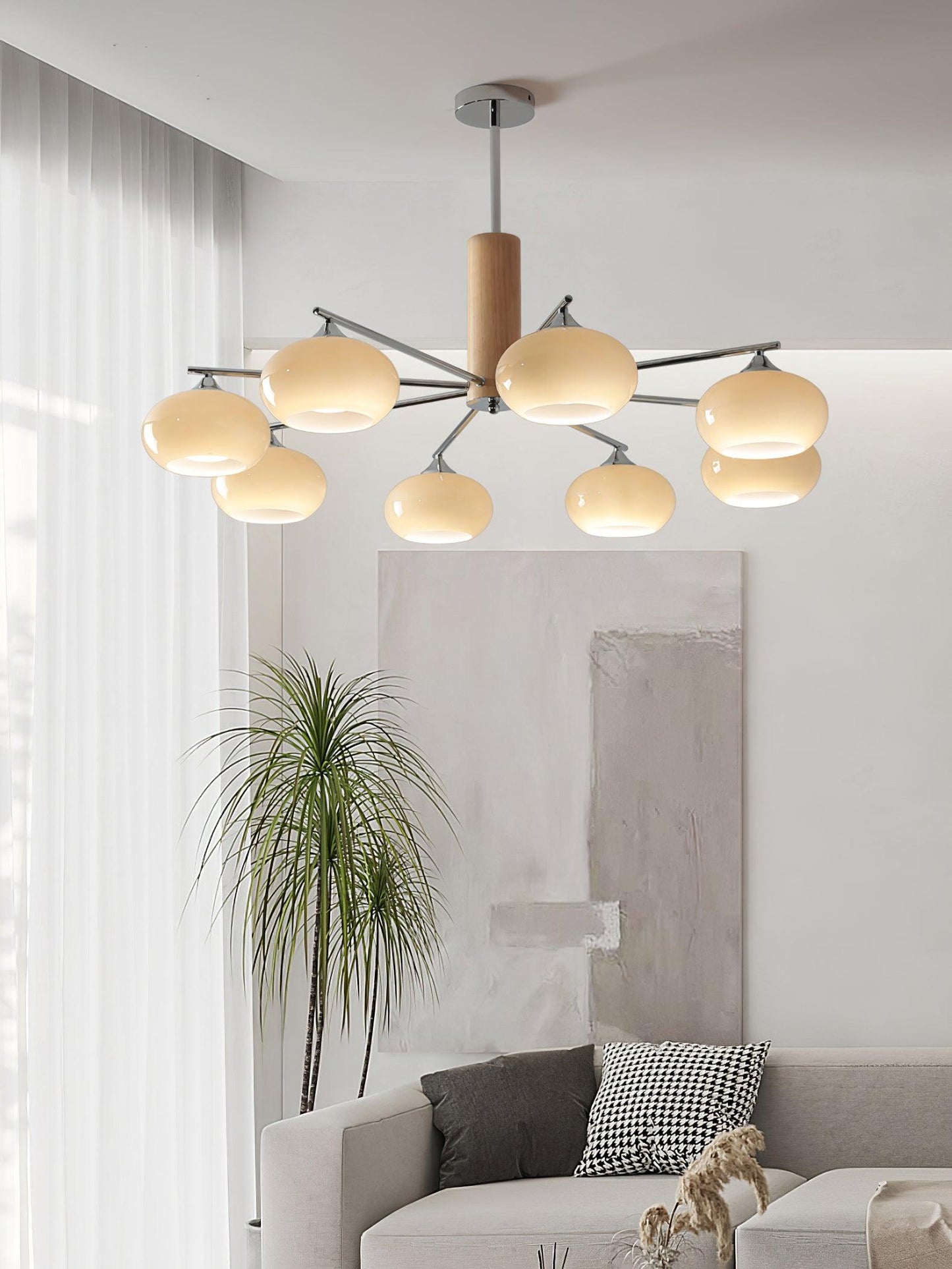 Professional Elliptical Persimmon Chandelier with Adjustable Brightnes