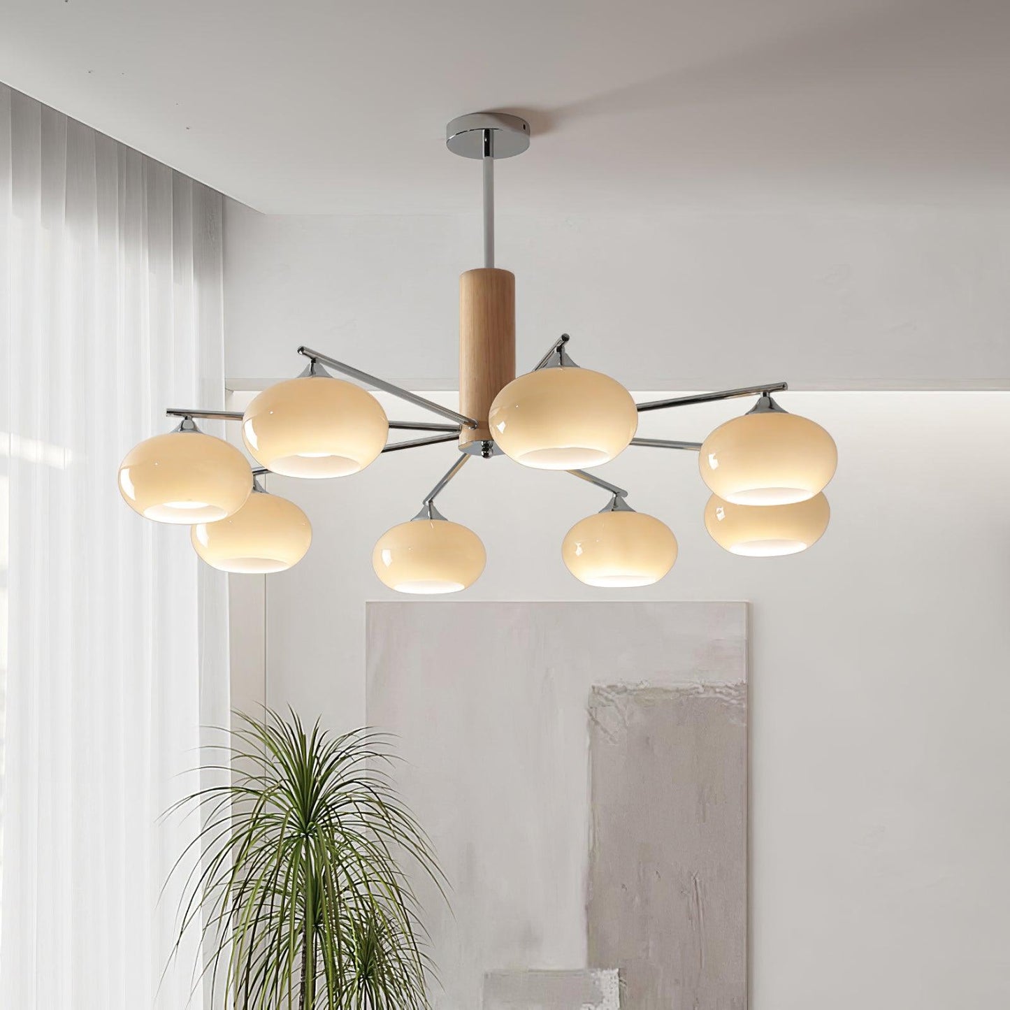 Professional Elliptical Persimmon Chandelier with Adjustable Brightnes