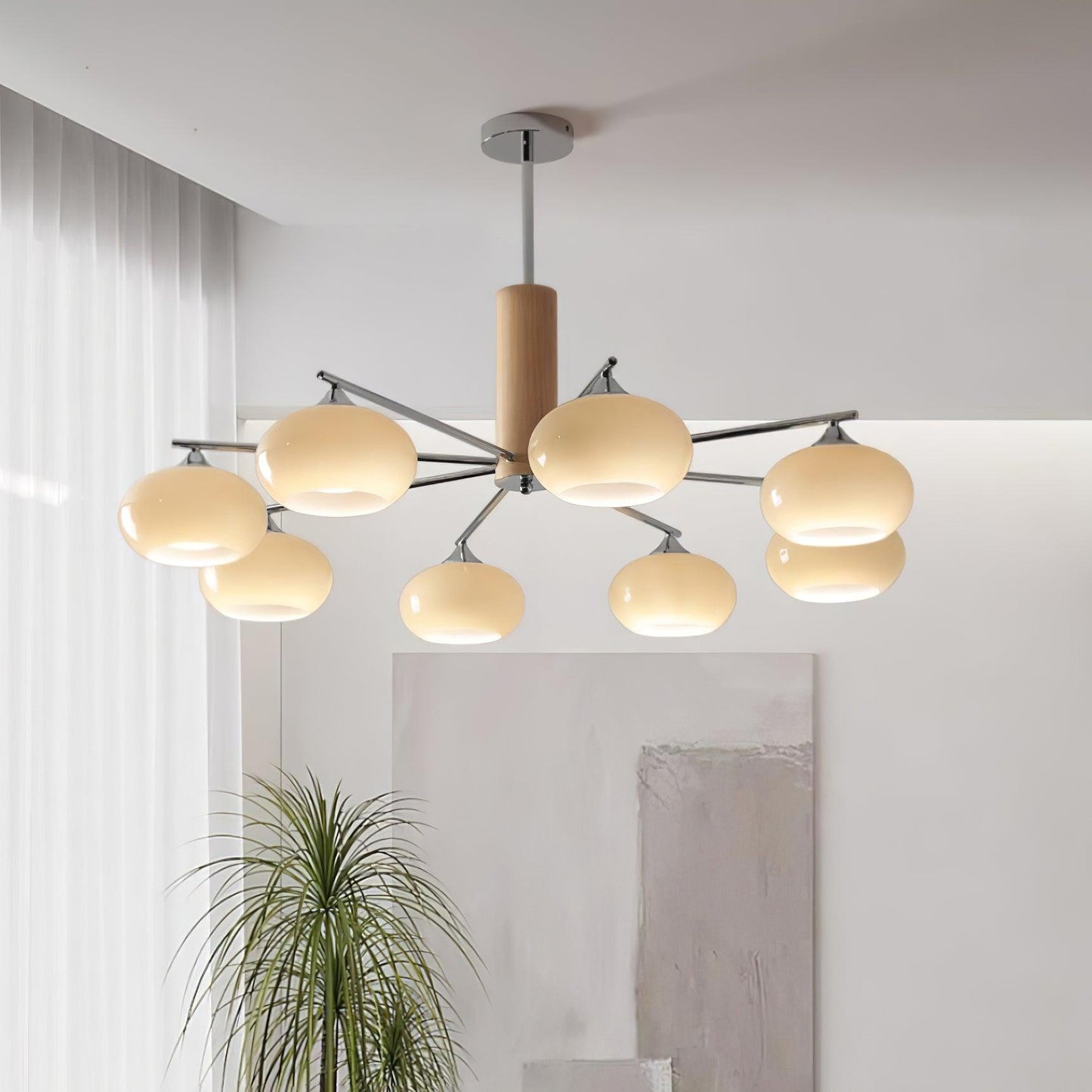 Professional Elliptical Persimmon Chandelier with Adjustable Brightnes