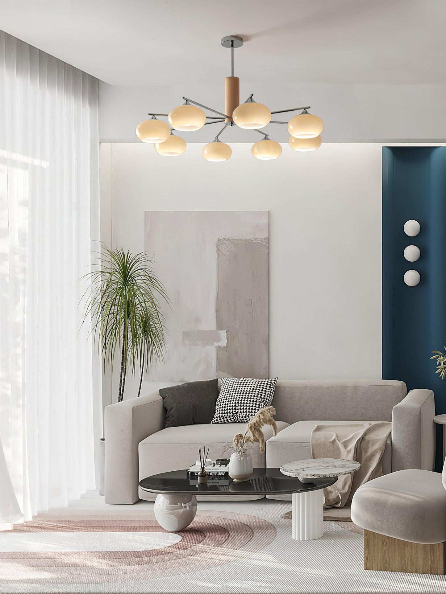 Professional Elliptical Persimmon Chandelier with Adjustable Brightnes