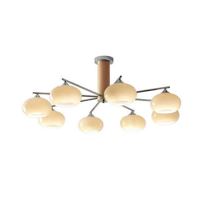 Professional Elliptical Persimmon Chandelier with Adjustable Brightnes