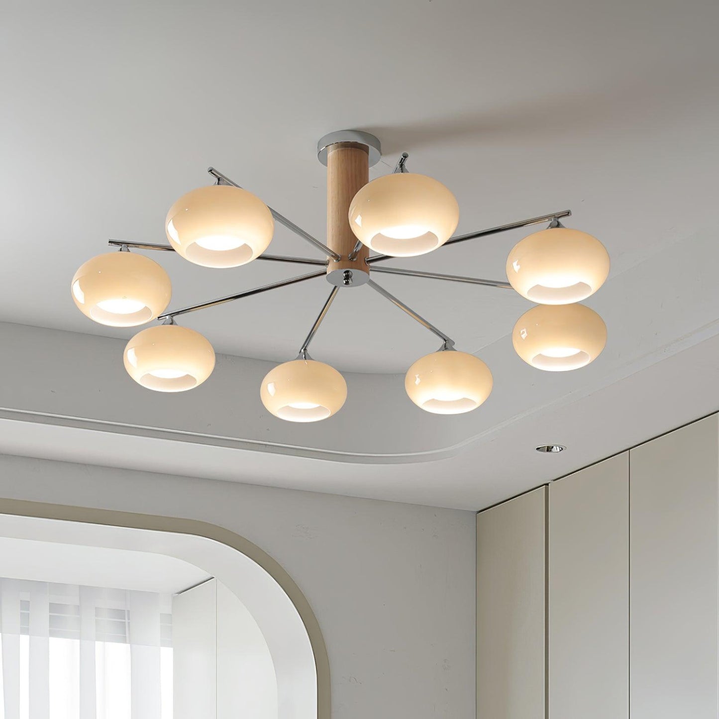 Professional Elliptical Persimmon Chandelier with Adjustable Brightnes