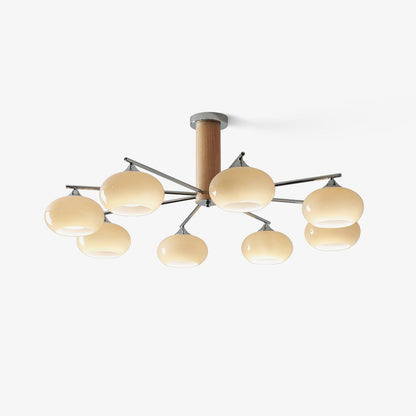 Professional Elliptical Persimmon Chandelier with Adjustable Brightnes