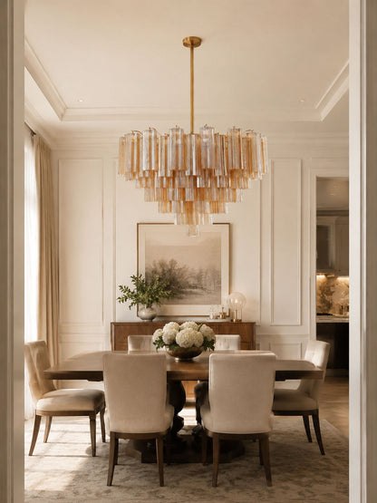 Eloria Glass Chandelier - Elegant Design with Crystal Accents & Adjust