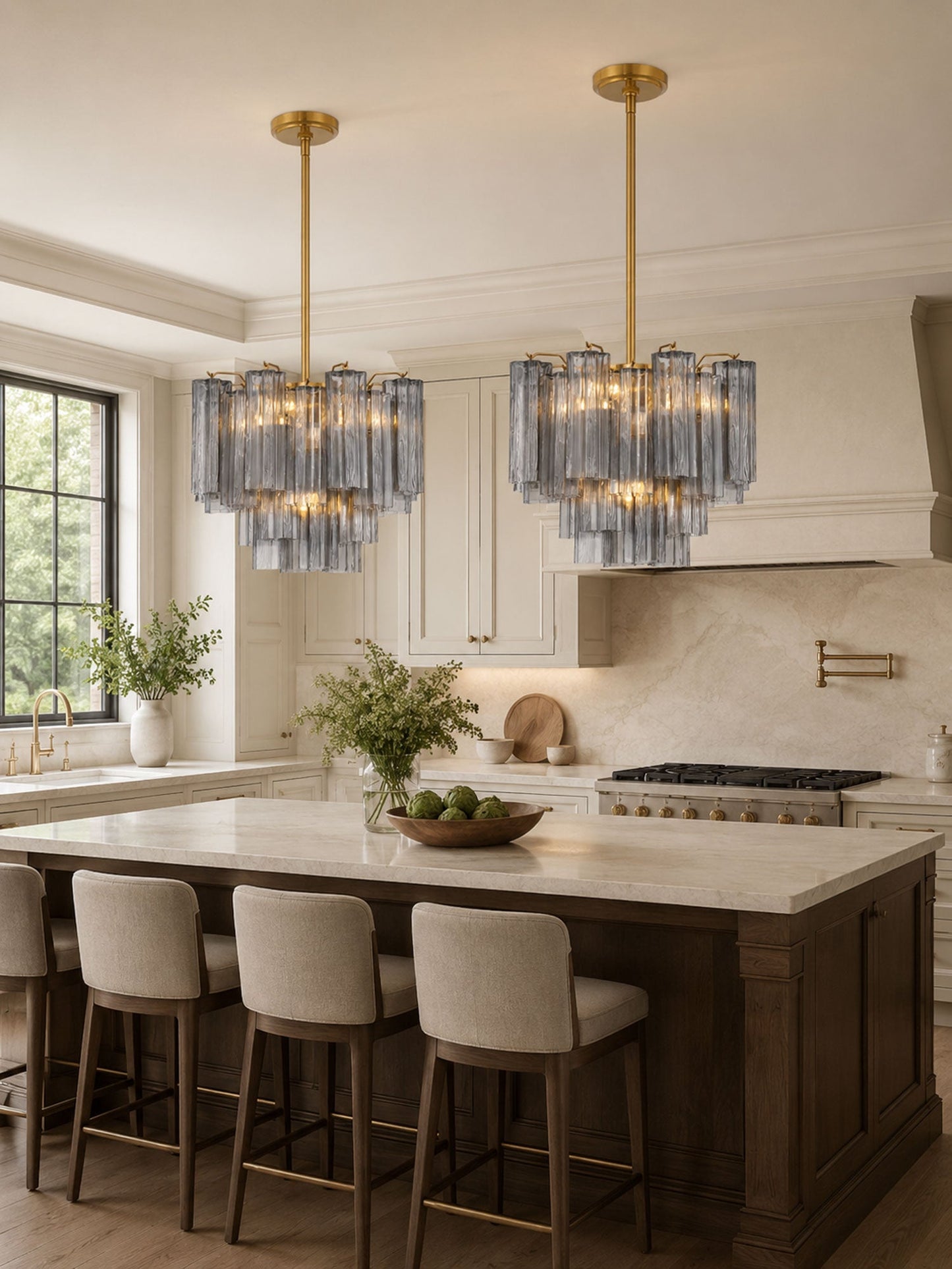 Eloria Glass Chandelier - Elegant Design with Crystal Accents & Adjust