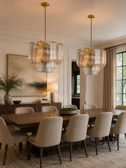 Eloria Glass Chandelier - Elegant Design with Crystal Accents & Adjust