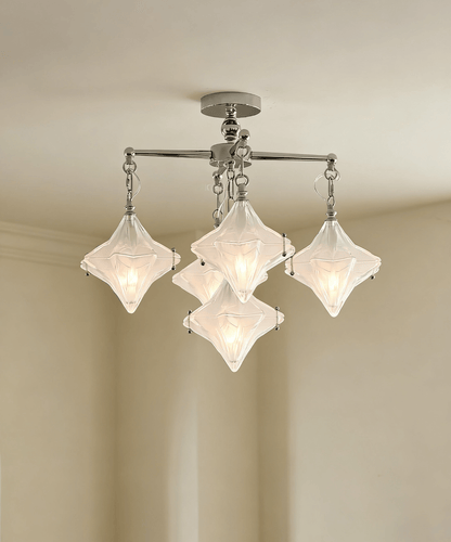 Elowen Prism Star Chandelier - Adjustable Height, Crystal Accents