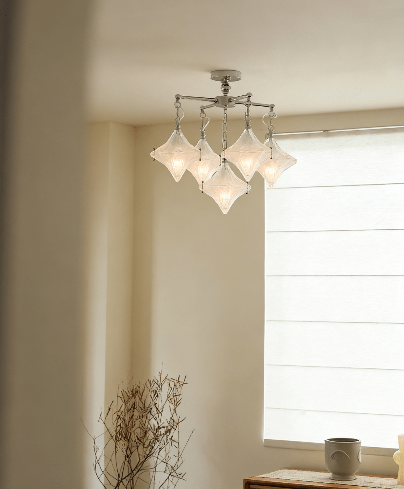 Elowen Prism Star Chandelier - Adjustable Height, Crystal Accents