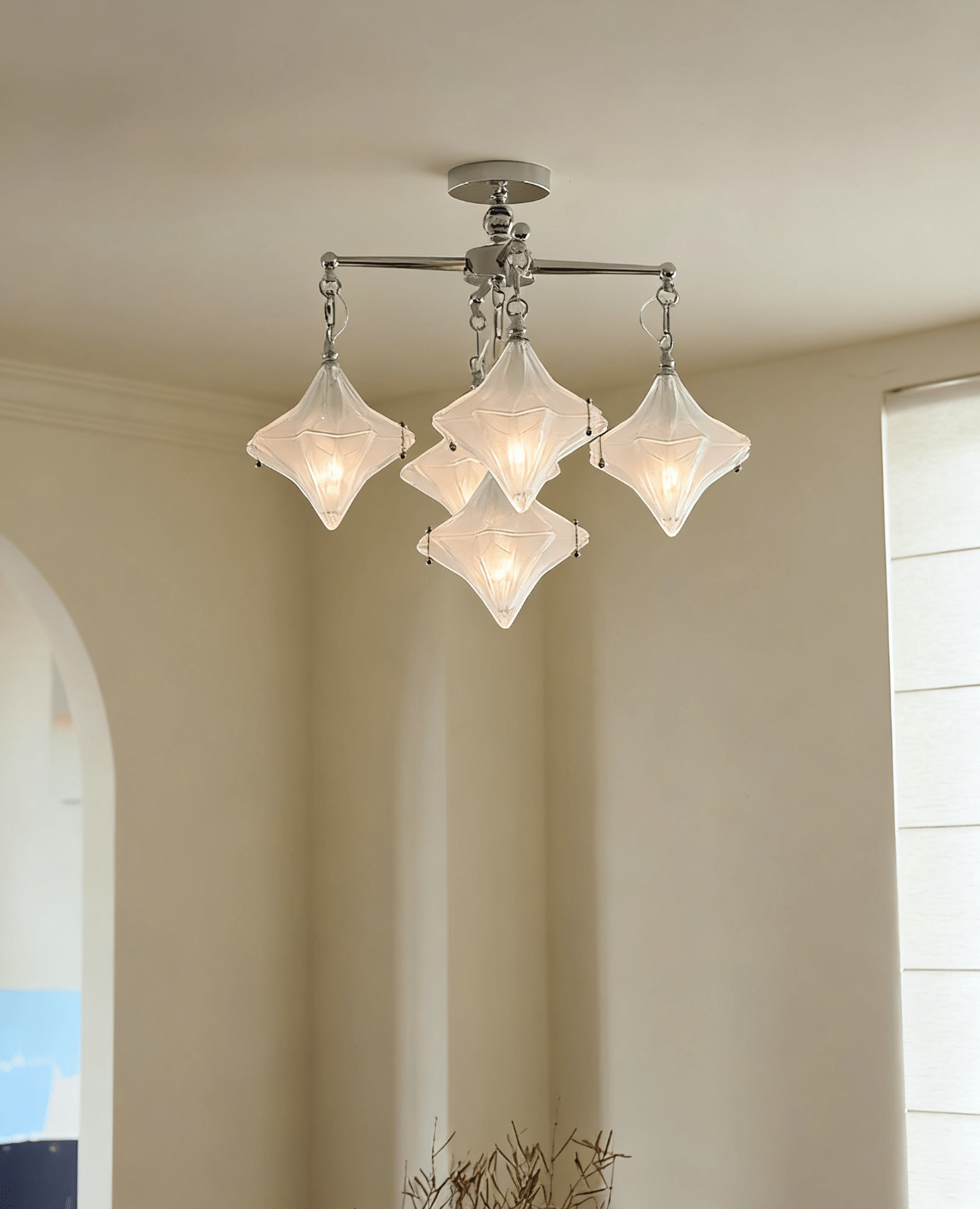 Elowen Prism Star Chandelier - Adjustable Height, Crystal Accents