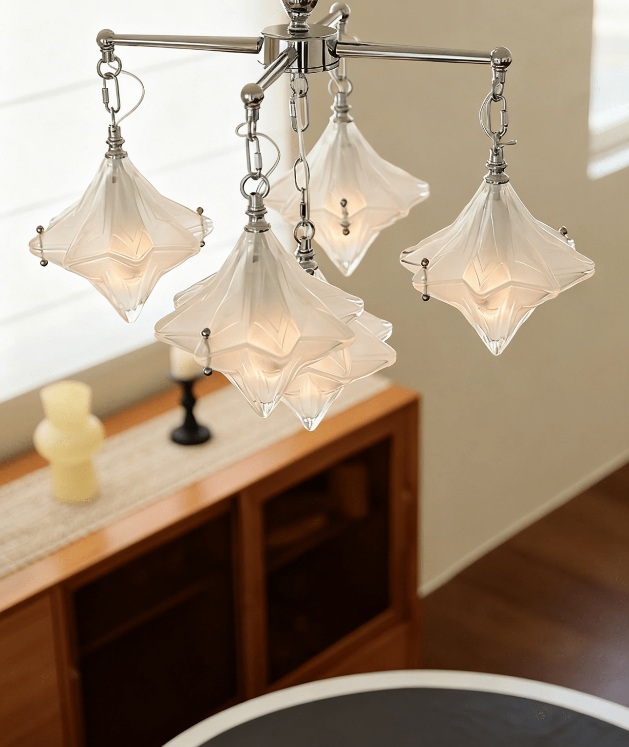 Elowen Prism Star Chandelier - Adjustable Height, Crystal Accents