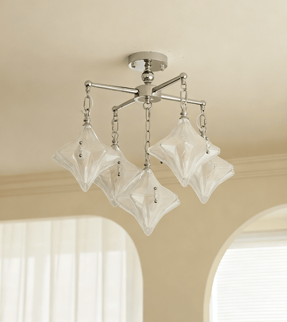 Elowen Prism Star Chandelier - Adjustable Height, Crystal Accents