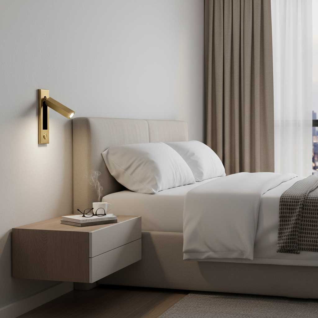 Professional Embedded Bedside Sconce with Adjustable Light and USB Por
