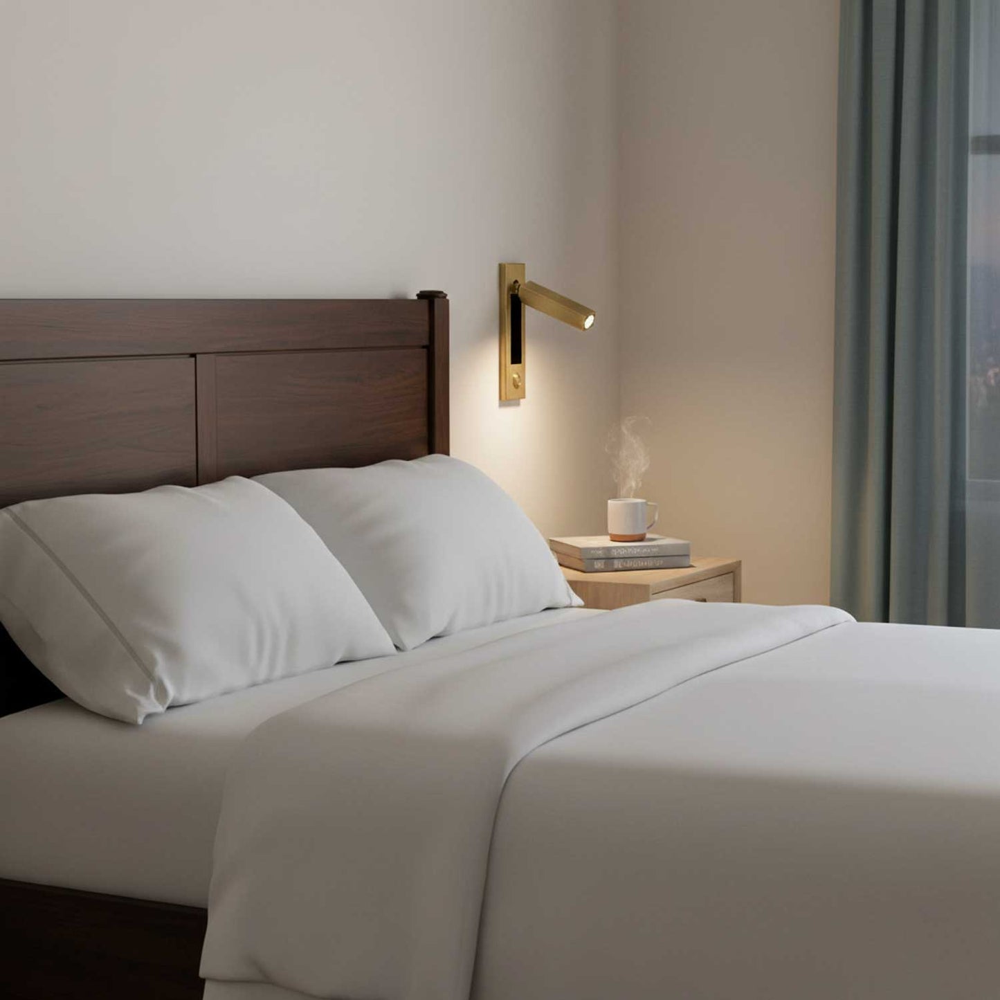Professional Embedded Bedside Sconce with Adjustable Light and USB Por