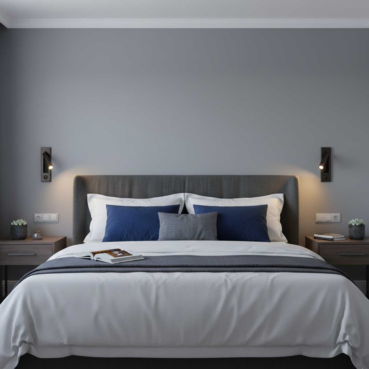 Professional Embedded Bedside Sconce with Adjustable Light and USB Por