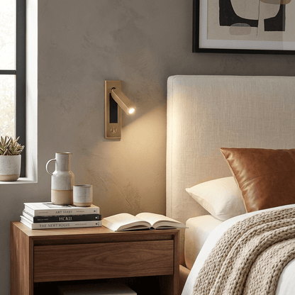 Professional Embedded Bedside Sconce with Adjustable Light and USB Por