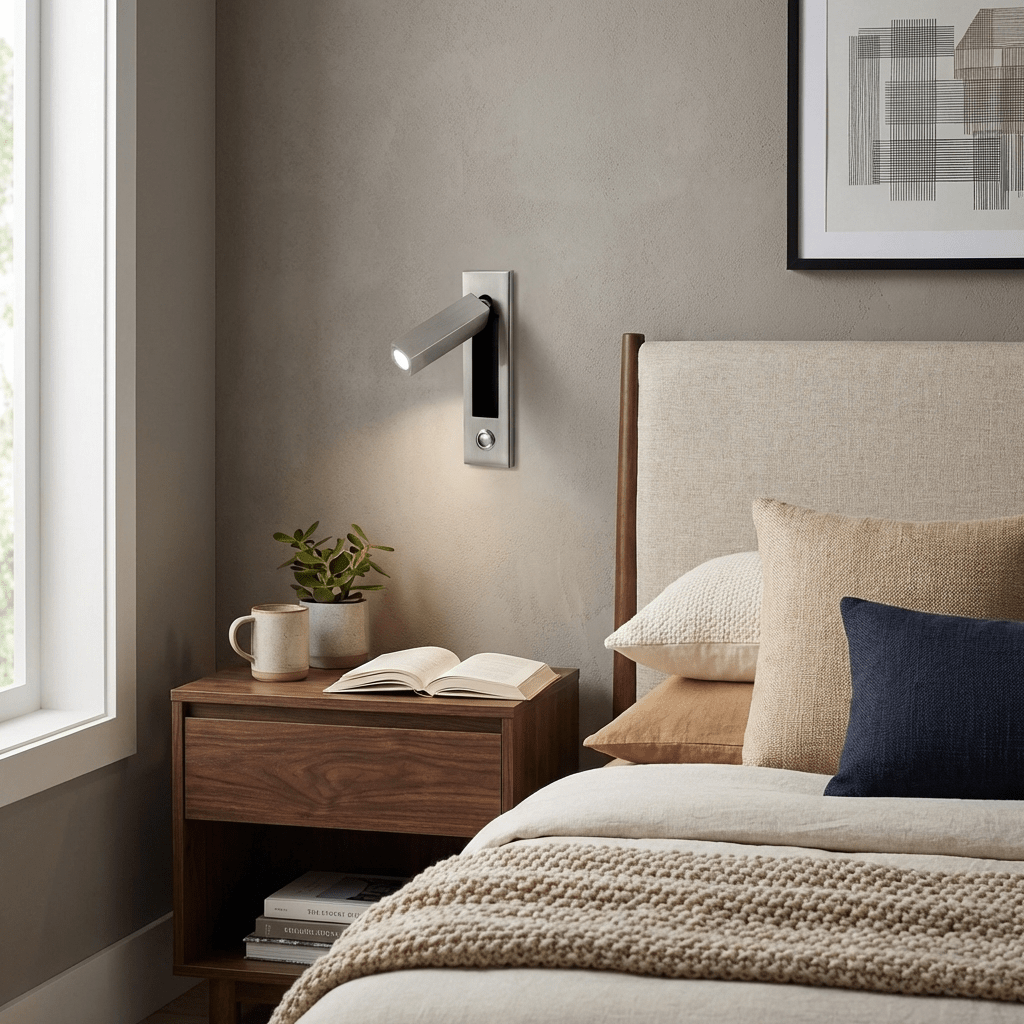 Professional Embedded Bedside Sconce with Adjustable Light and USB Por