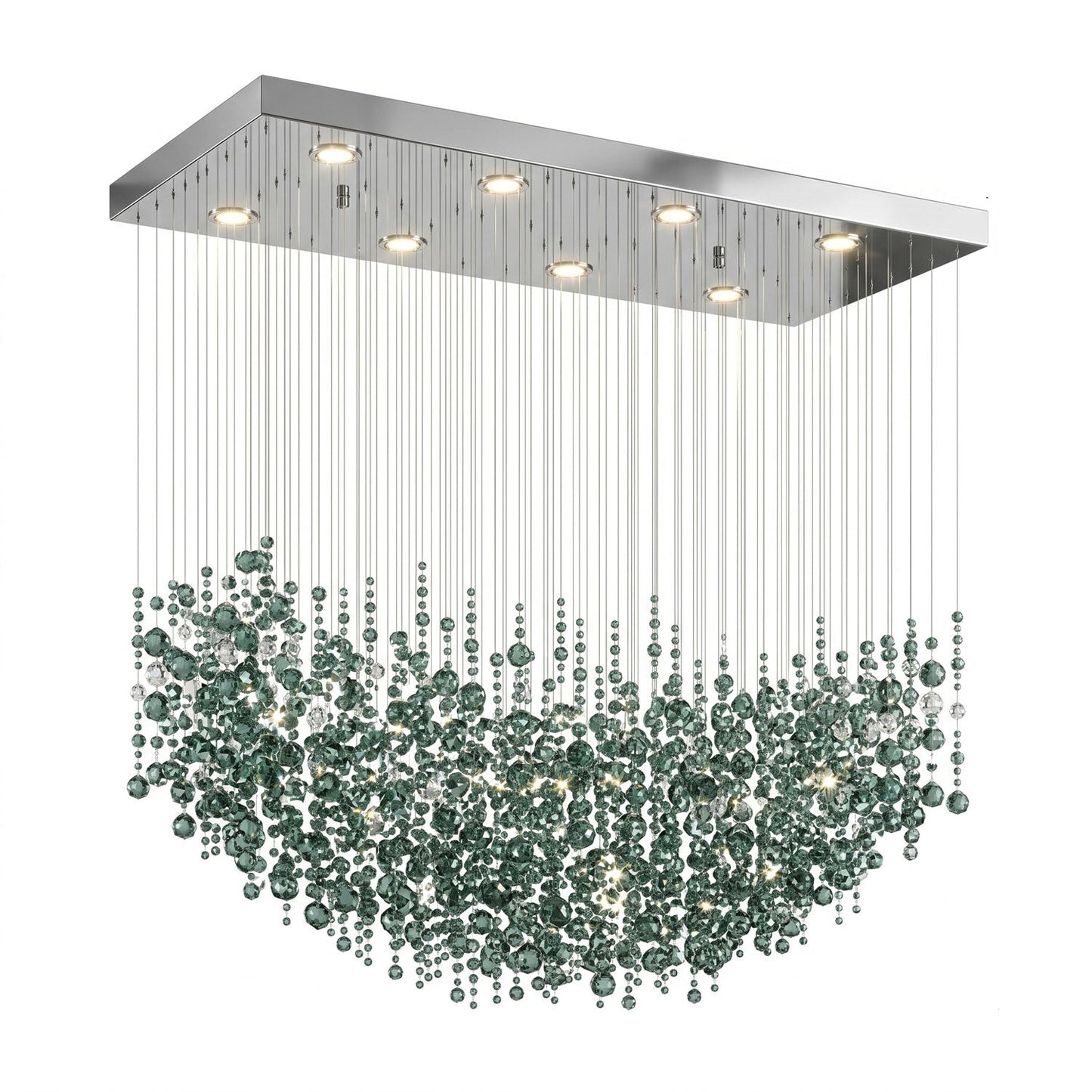 Emerald Rainfall Crystal Chandelier - Customizable, Elegant Lighting D