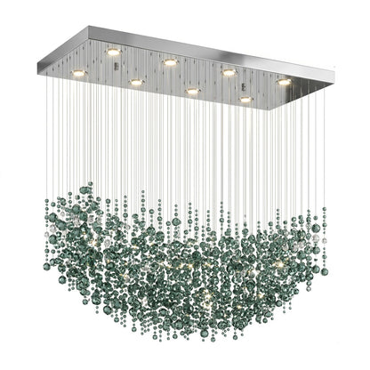 Emerald Rainfall Crystal Chandelier - Customizable, Elegant Lighting D