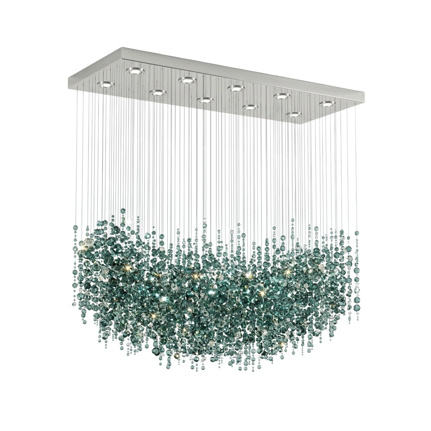 Emerald Rainfall Crystal Chandelier - Customizable, Elegant Lighting D