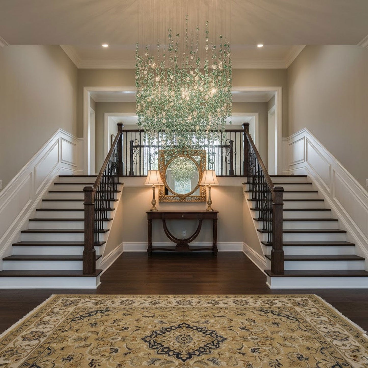 Emerald Rainfall Crystal Chandelier - Customizable, Elegant Lighting D