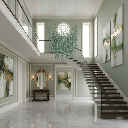 Emerald Rainfall Crystal Chandelier - Customizable, Elegant Lighting D