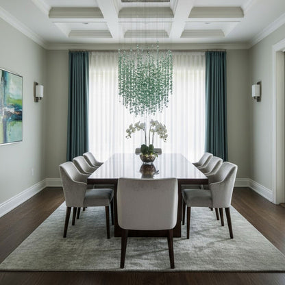 Emerald Rainfall Crystal Chandelier - Customizable, Elegant Lighting D