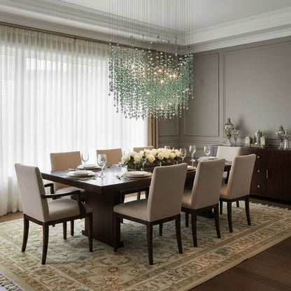 Emerald Rainfall Crystal Chandelier - Customizable, Elegant Lighting D