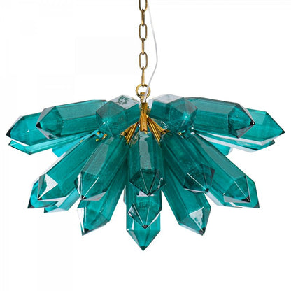 Emerald Crystal Chandelier - Elegant Lighting with Adjustable Height &