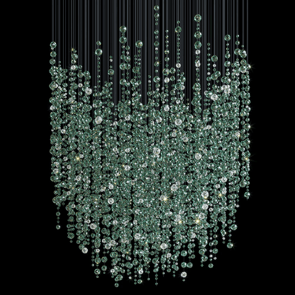 Emerald Rainfall Crystal Chandelier - Customizable, Elegant Lighting D
