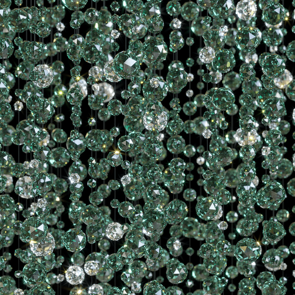Emerald Rainfall Crystal Chandelier - Customizable, Elegant Lighting D