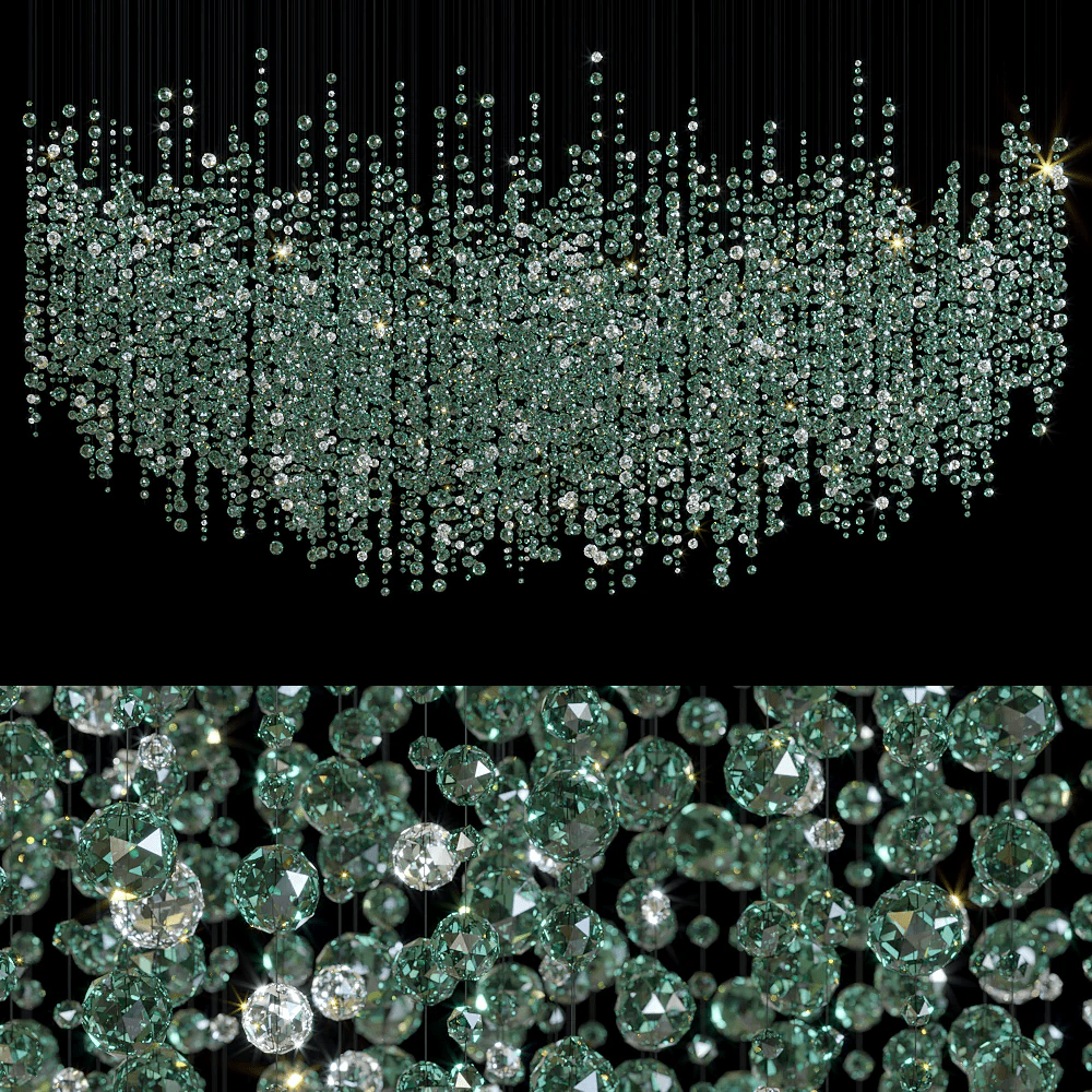 Emerald Rainfall Crystal Chandelier - Customizable, Elegant Lighting D