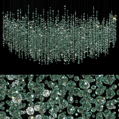 Emerald Rainfall Crystal Chandelier - Customizable, Elegant Lighting D