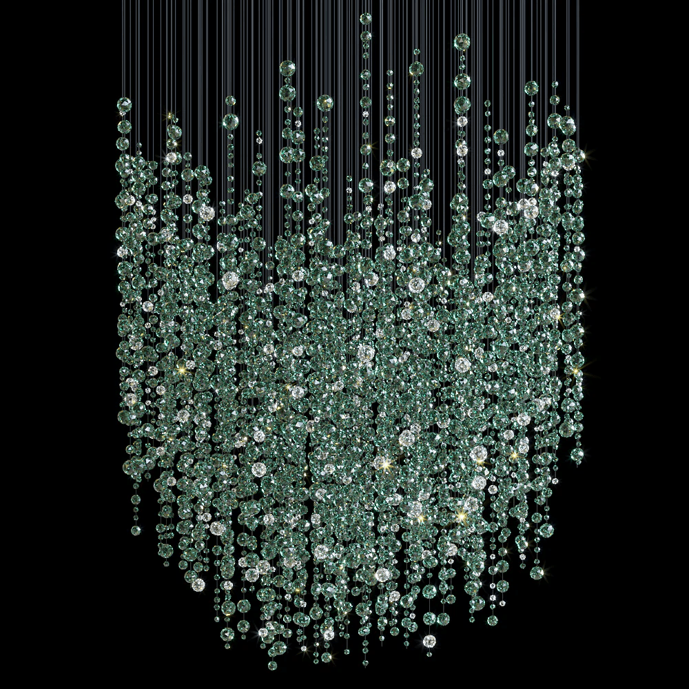 Emerald Rainfall Crystal Chandelier - Customizable, Elegant Lighting D