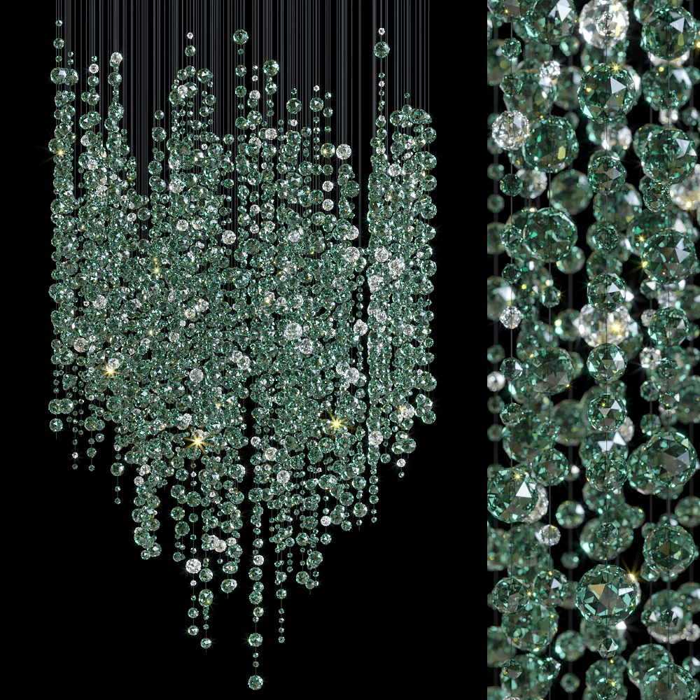 Emerald Rainfall Crystal Chandelier - Customizable, Elegant Lighting D
