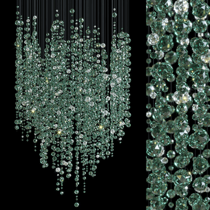 Emerald Rainfall Crystal Chandelier - Customizable, Elegant Lighting D