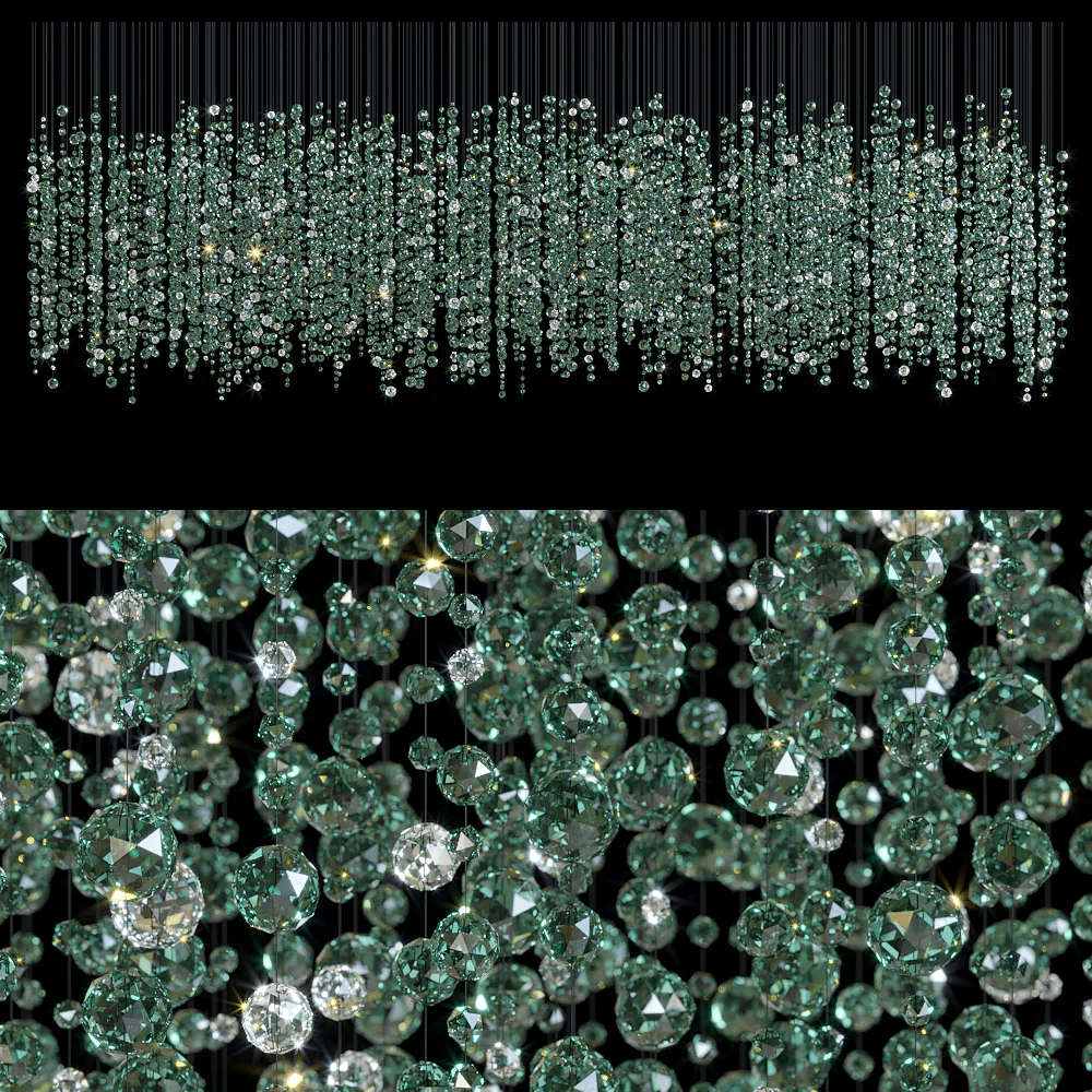 Emerald Rainfall Crystal Chandelier - Customizable, Elegant Lighting D