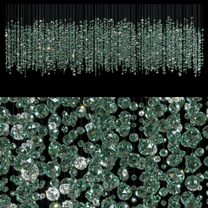 Emerald Rainfall Crystal Chandelier - Customizable, Elegant Lighting D