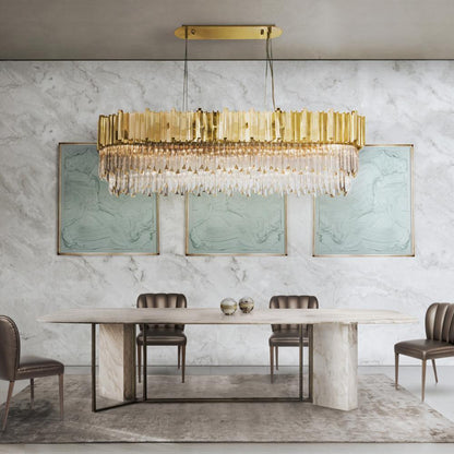 Empire Chandelier - Elegant Crystal Design with Adjustable Height & LE