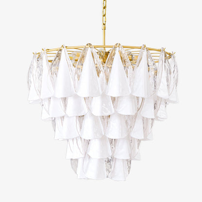 Lunara White Glass Chandelier - Elegant Design with Adjustable Height
