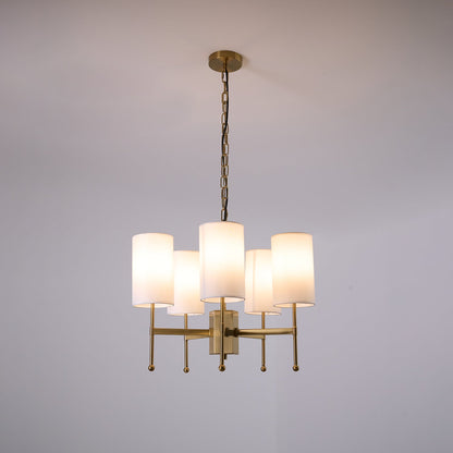 Brass Chandelier with Adjustable Height and Elegant Crystal Accents