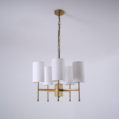 Brass Chandelier with Adjustable Height and Elegant Crystal Accents