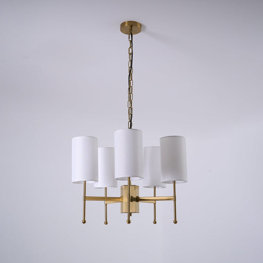 Brass Chandelier with Adjustable Height and Elegant Crystal Accents