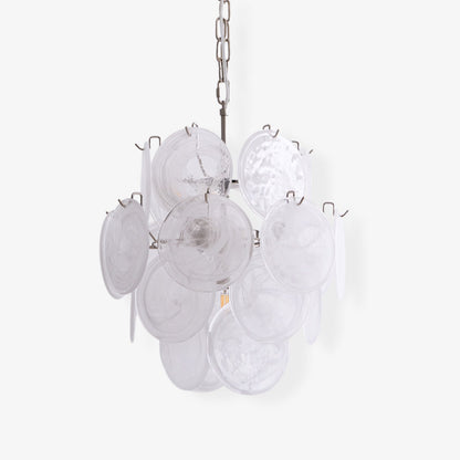 Elegant Aqua White Glass Chandelier with Adjustable Height & LED Compa