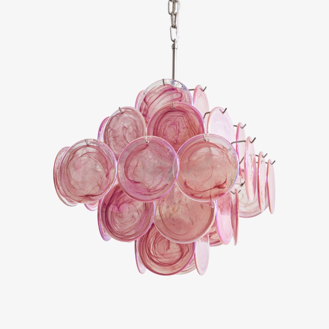 Aurelia Pink Glass Chandelier - Elegant Design with Adjustable Height