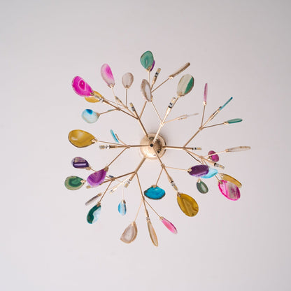 Elegant Agate Flake Chandelier with Adjustable Height & Soft Lighting