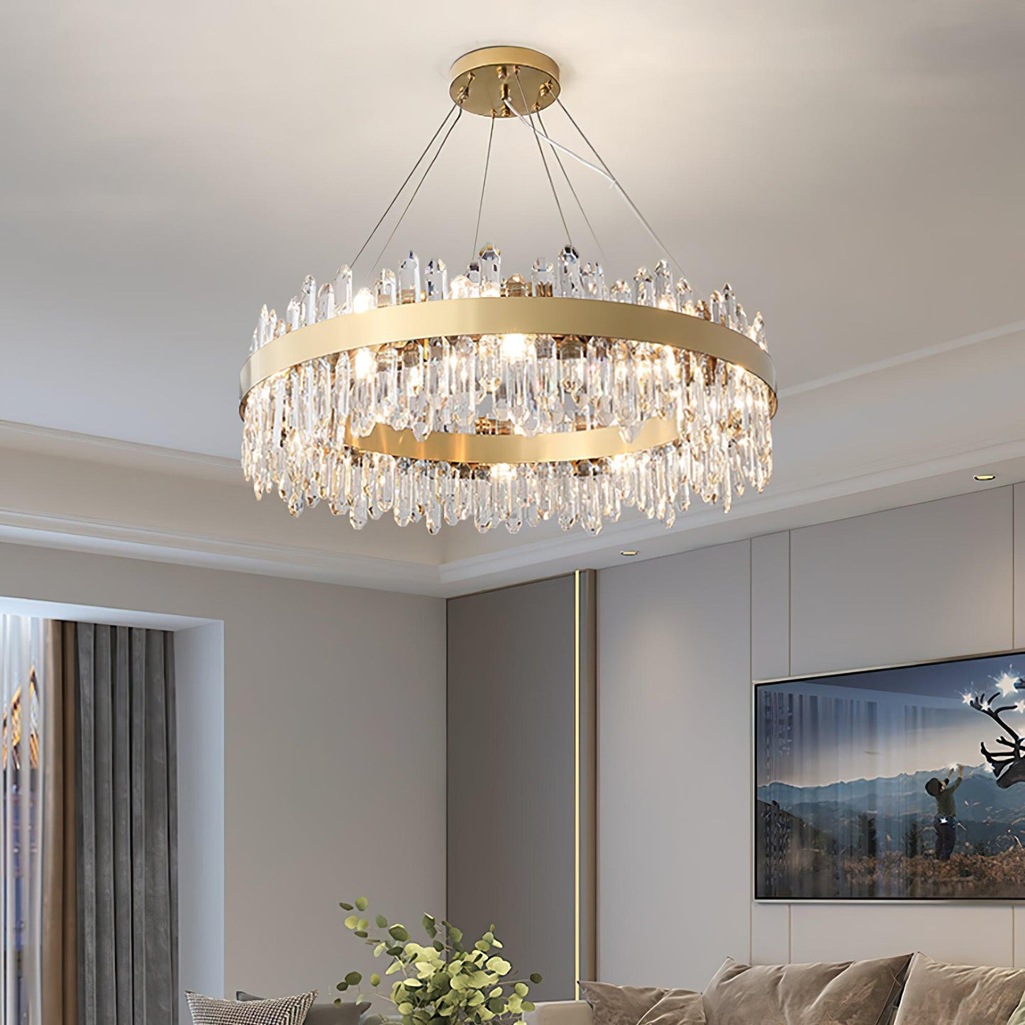 Enos Crystal Chandelier - Elegant Design with Dimmable LED Lights