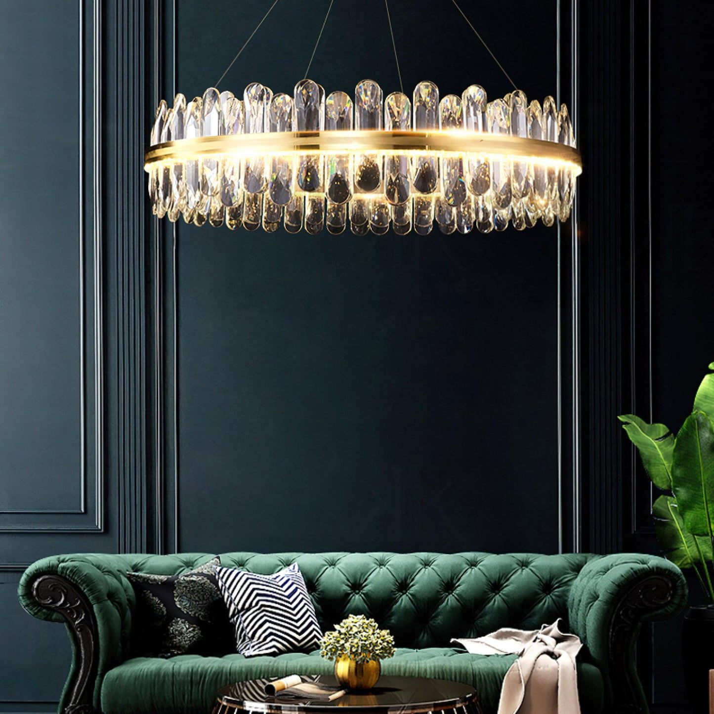Enos Crystal Chandelier - Elegant Design with Dimmable LED Lights