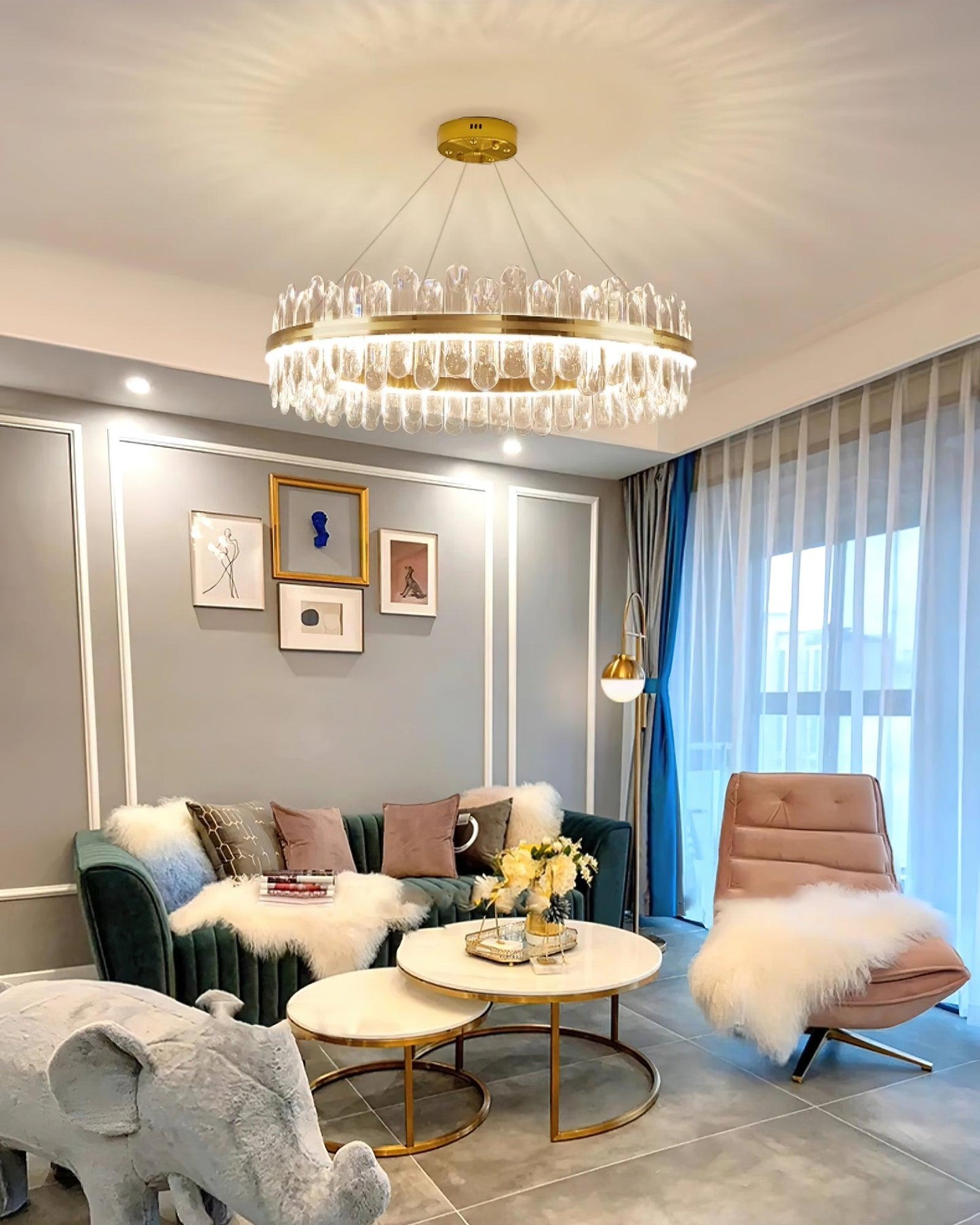 Enos Crystal Chandelier - Elegant Design with Dimmable LED Lights