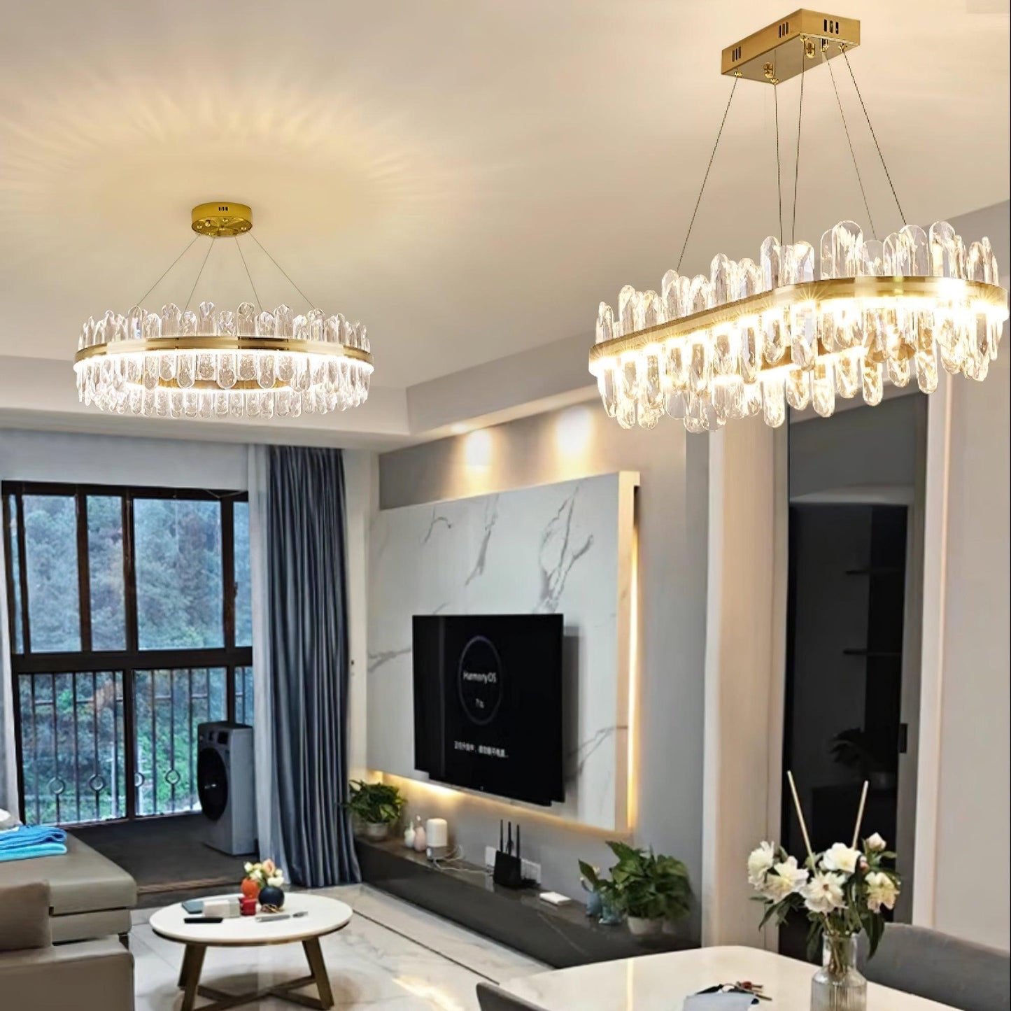 Enos Crystal Chandelier - Elegant Design with Dimmable LED Lights