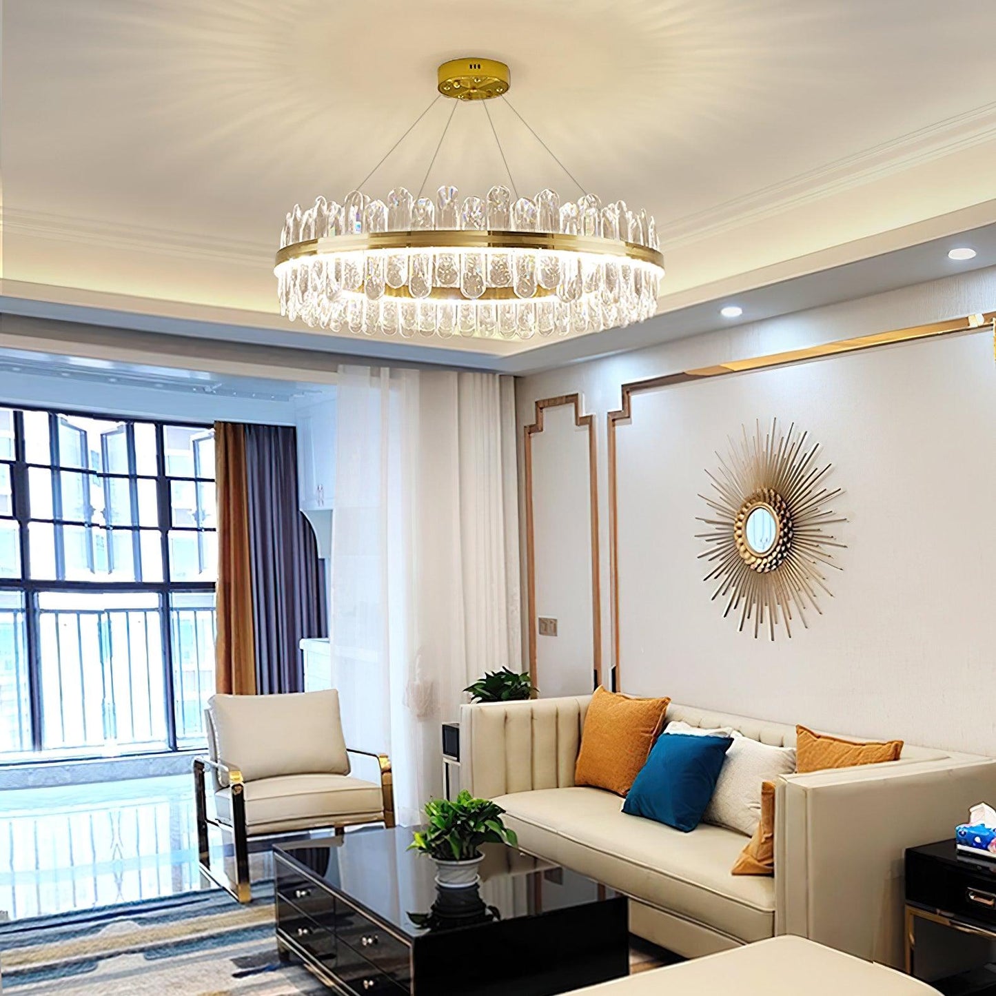 Enos Crystal Chandelier - Elegant Design with Dimmable LED Lights